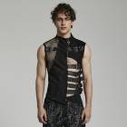 glareshop 쥢åסM.S-M.5XLKX515-Båѥ ȥ꡼ å ɥå ٥ ȥå   |  Ū Сѥ ץ ơ   [PUNK RAVE] Gothic Punk Irregular Hollow Mesh Splicing Vest Top