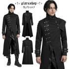 glareshop グレアショップ「M.S-M.5XL」JX917-B■パンクハイカラーアシンメトリーコート ロング丈 黒 ブラック メンズ | ゴスロリ ファッション ヴィジュアル系 V系 コスプレ