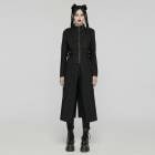 glareshop グレアショップ「XS-4XL」JX934-B■パンク デニム スタンドカラー チェーン装飾 コート ロング丈 軍服 黒 ブラック レディース | ヴィジュアル系 V系 コスプレ ス