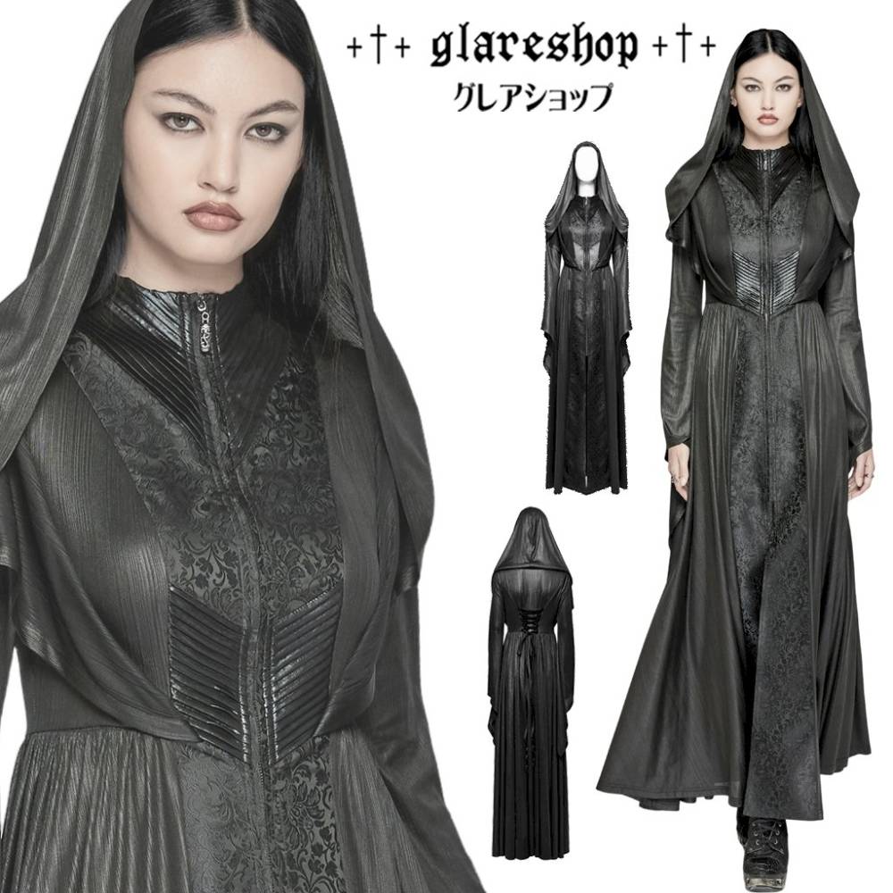 glareshop ���쥢����åס�XS-4XL��JX935-B�������å� �ա����դ���������� ���󥰾� �ա����դ������ǥ����� �� �֥�å� ��ǥ����� | �ɥ�ޥ��å� �������奢��� V�� �⡼�ɷ� �����ץ� ���ơ��� ���� �� [PUNK RAVE] Goth Hooded Witch Coat