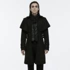 glareshop グレアショップ「M.S-M.5XL」JX950-B■ゴシックケープ付きジャカードコート ミドル丈 黒 ブラック メンズ | パンクロック ヴィジュアル系 V系 衣装 服 [PUNK