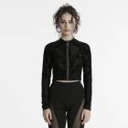 glareshop グレアショップ「S/L/2XL」JX963-B■グリッドプリントニットジャケット ショート丈 黒 ブラック レディース | 地雷系 ヴィジュアル系 V系 モード系 コスプレ ステー