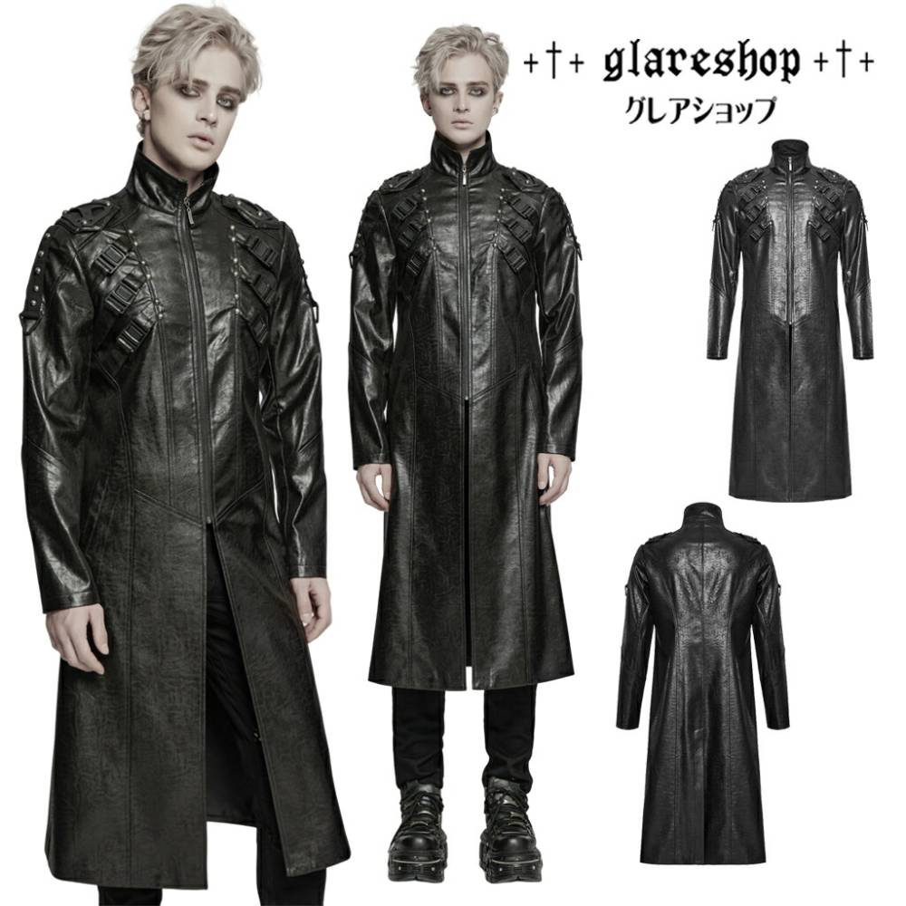 glareshop ���쥢����åס�M.S-M.5XL��JX986-B�������å� �����С��ѥ� �����å��쥶�����顼������ �ߥɥ�� ���� �� �֥�å� ��� | �������奢��� V�� �����ץ� ���ơ��� ���� �� [PUNK RAVE] Cyberpunk Coat