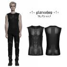 ������ڤ��glareshop ���쥢����åס�M.M/M.XL/M.3XL��KX659-B���ѥ󥯥Ρ����꡼�֥ȥåץ� �����С��ѥ󥯥٥��� �� �֥�å� ��� | ������ ����Ū �����ץ� [PUNK RAVE] Cyber Punk Mesh Splicing Vest Top