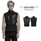 glareshop グレアショップ「M.S-M.5XL」KX673-B■サイバーパンクアーマーパッチベスト ショート丈 黒 ブラック メンズ | ゴスロリ ファッション ヴィジュアル系 V系 コスプレ