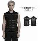 glareshop グレアショップ「M.S-M.5XL」KX674-B■サイバーパンクバックルアーマーパッチベスト ショート丈 黒 ブラック メンズ | ゴスロリ ファッション ヴィジュアル系 V系 