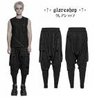 glareshop グレアショップ「M.M/M.XL/M.3XL」PX806-B■パンク テクスチャード ドロップクロッチ パンツ ワイドサルエルパンツ 黒 ブラック メンズ | ロック ファッション