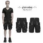 glareshop グレアショップ「M.S-M.5XL」PX809-B■パンク バックル ストラップ ポケット付きハーフパンツ カーゴパンツ 黒 ブラック メンズ | ヴィジュアル系 V系 モード系 