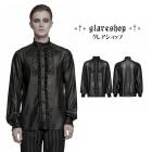 glareshop 쥢åסM.S-M.5XLTXA378-Båơ ե󥢥åץꥱĹµ  ֥å  |  奢 V ⡼ɷ ץ ơ   [PUNK RAVE] Vinatge Gothic Glossy Chiffon Applique Fitted Shirt