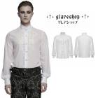 glareshop 쥢åסM.S-M.5XLTXA378-Wåơ ե󥢥åץꥱĹµ  ۥ磻  |  奢 V ⡼ɷ ץ ơ   [PUNK RAVE] Vinatge Gothic Glossy Chiffon Applique Fitted Shirt