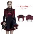 glareshop グレアショップ「S/L/2XL」JX995-R■ゴシックグラデーションファーデビルショール ポレロ 黒×赤 レディース | ヴィジュアル系 V系 モード系 コスプレ ステージ 衣装