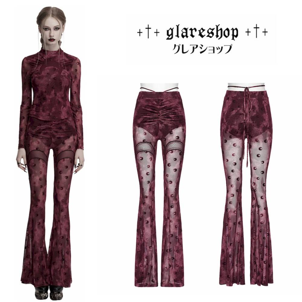 glareshop ���쥢����åס�XS-4XL��PX822-R�������å����쥻�������ץ��ȥ�å�����󥰥ե쥢�ѥ�� �� ��å� ��ǥ����� | �������� �������奢��� V�� �⡼�ɷ� �����ץ� ���ơ��� ���� �� [PUNK RAVE] Crescent hollowed velvet flare pants