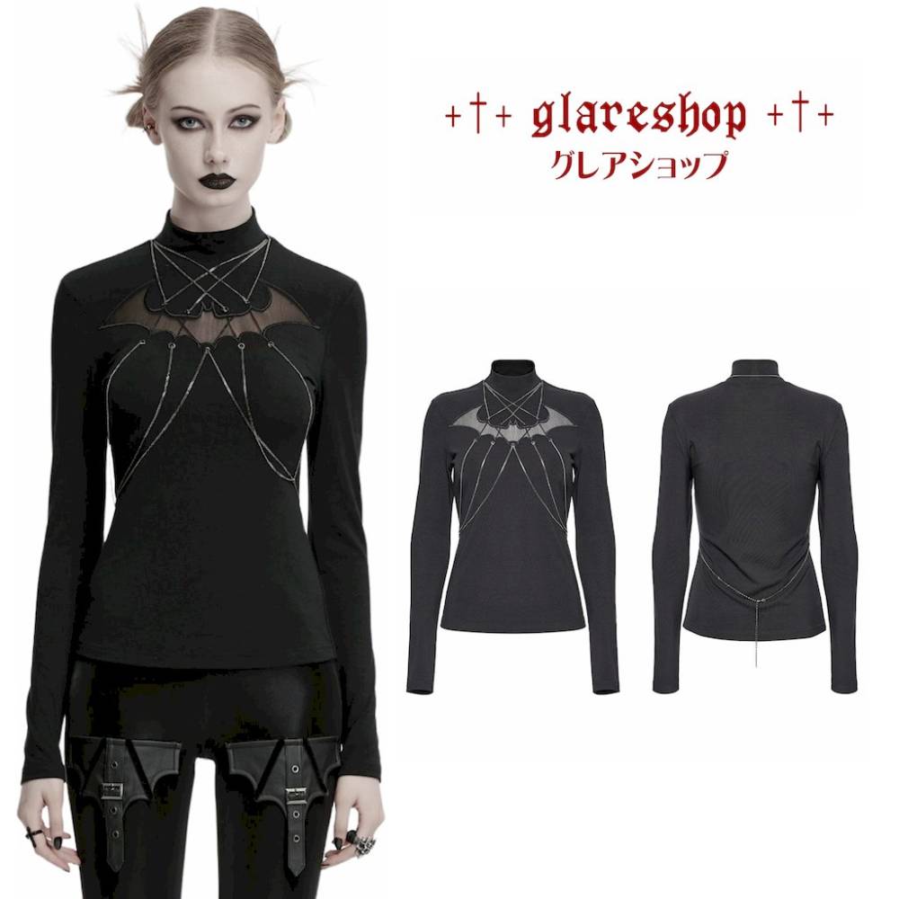 glareshop ���쥢����åס�S/L/2XL��TXA386-B�������å��Хå� �ۥ�����������١��� ���󥰥��꡼�� T����� ���åȥ��� �� ��ǥ����� | �������奢��� V�� �⡼�ɷ� �����ץ� ���ơ��� ���� �� [PUNK RAVE] Gothic Bat Hollowed Chain Base Long Sleeve T-Shirt