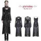 glareshop グレアショップ「S/L/2XL」WX944-GY■ゴシック三日月プリントメッシュツーピースロングフィッシュテールドレス グレー レディース | ヴィジュアル系 V系 モード系 衣装