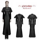glareshop グレアショップ「S/L/2XL」WX947-B■ゴシックバットワイドショルダーロングフィッシュテールドレス 黒 レディース | ヴィジュアル系 V系 モード系 コスプレ ステージ 