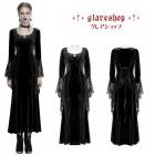 glareshop グレアショップ「S/L/2XL」WX948-B■ゴシックベルベットロングスリーブフィッシュテールマキシドレス 黒 レディース | ヴィジュアル系 V系 モード系 コスプレ ステージ