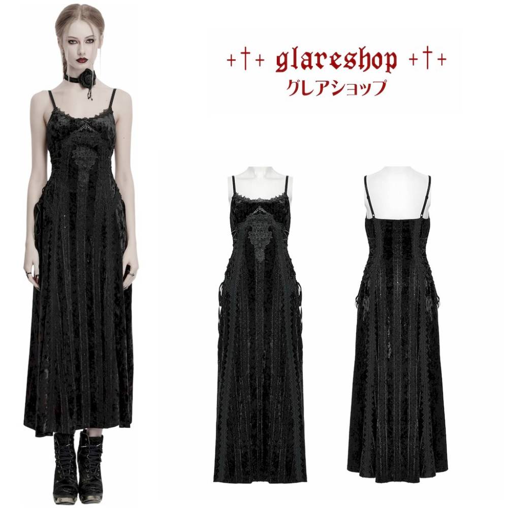 ������ڤ��glareshop ���쥢����åס�S/L/2XL��WX950-B�������å��ɽ��٥�٥åȥ���åץ��󥰥ѡ��ƥ����ɥ쥹 �� ��ǥ����� | �������奢��� V�� �⡼�ɷ� �����ץ� ���ơ��� ���� �� [PUNK RAVE] Gothic Embroidered Velvet Slip Long Party Dress