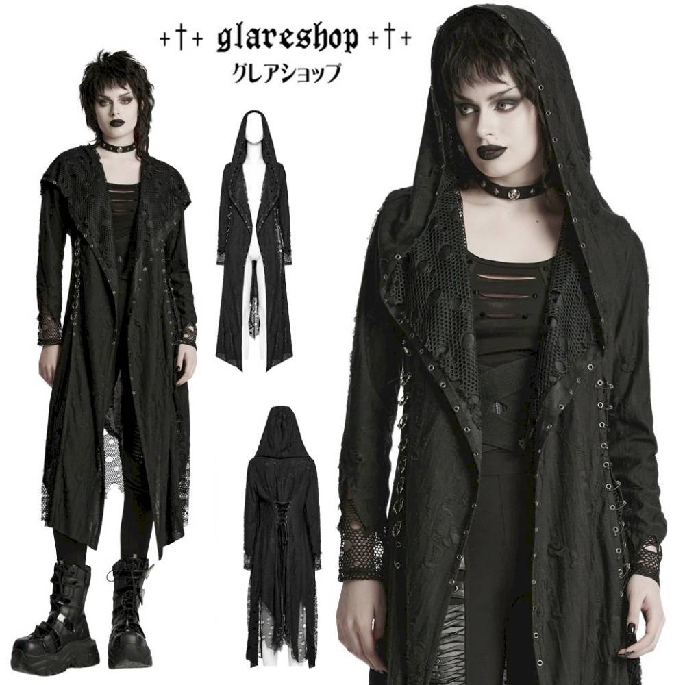 glareshop ���쥢����åס�S/L/2XL/3XL/5XL��JX967-B�������å��������ȥ꡼�˥åȥա����դ��ȥ��������� �����ǥ����� �� �֥�å� ��ǥ����� | �������奢��� V�� [PUNK RAVE] Gothic Decadent Asymmetric Knitted Hooded Trench Coat
