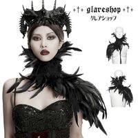 glareshop 쥢åסFJXA025-Bå ȥ꡼ 졼 ե硼  ǥ | ǲİ  奢 Ū   [PUNK RAVE] Gothic Asymmetric Lace Feather Shawl