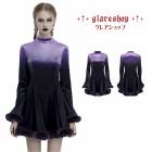 glareshop グレアショップ「S/L/2XL」WX976-VI■ゴシックベルベットグラデーションミニドレス 赤×黒 レディース | ヴィジュアル系 V系 ステージ 衣装 服 [PUNK RAVE