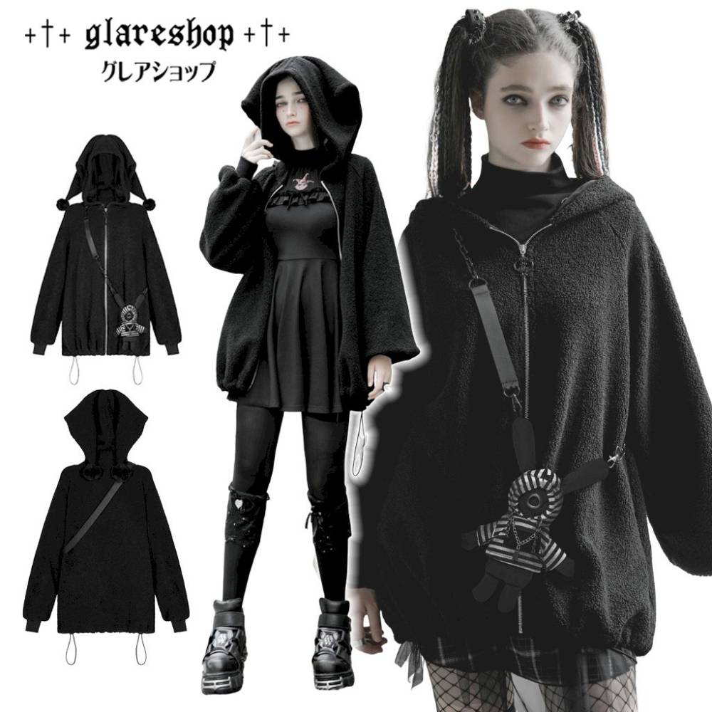 glareshop ���쥢����åס�M/2XL��JX723-B���������� �٥�٥å� �ԥ����ա��� �ɡ���ݥ����å��� �ѡ����� �ߥǥ�����楸�㥱�å� �� ��ǥ����� | �ǲİ��� �������� �������奢���  [PUNK RAVE] Velvet clown hat backpack doll Medium-length coat