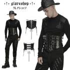 glareshop グレアショップ「M.L/M.3XL」KX697-B■パンクメタルレザーウエストバンド 黒 メンズ | スチームパンク ヴィジュアル系 V系 コスプレ ステージ 衣装 服 [PUNK