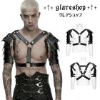 glareshop グレアショップ「M.L/M.3XL」TXA422-B■ゴシック戦士パンクショルダーアーマー 黒 メンズ | スチームパンク ヴィジュアル系 V系 コスプレ ステージ 衣装 服 [P