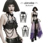 glareshop グレアショップ「M/2XL」Zb119-B■パンクバットボウスカルチェーンハーネス 黒 レディース | ヴィジュアル系 V系 コスプレ ステージ 衣装 [PUNK RAVE] Pu
