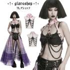 glareshop グレアショップ「M/2XL」Zb119-P■パンクバットボウスカルチェーンハーネス 黒×ピンク レディース | ヴィジュアル系 V系 コスプレ ステージ 衣装 [PUNK RAVE