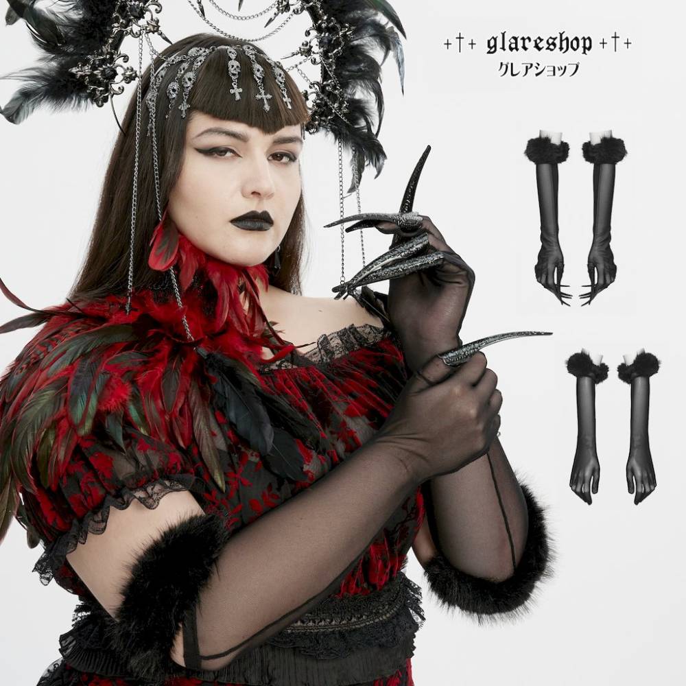 glareshop ���쥢����åס�F��Zt094-B+�������å����Ǻ���󥰥������� ����  �� ��ǥ����� | �������奢��� V�� �����ץ� ���ơ��� ���� �� [PUNK RAVE] Fluffy Gothic Gloves with Detachable Cuffs