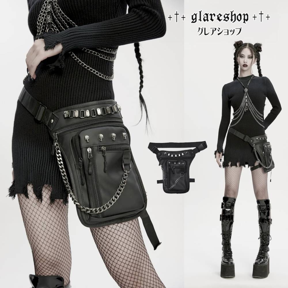 ������ڤ��glareshop ���쥢����åס�F��ZX094-B�������С��ѥ� ��٥å� ������ �������ȥ�å��Хå� �� ��ǥ����� | �������奢��� V�� �⡼�ɷ� �����ץ� ���ơ��� ���� �� [PUNK RAVE] Cyberpunk Rivet Skull Waist-Leg Bag