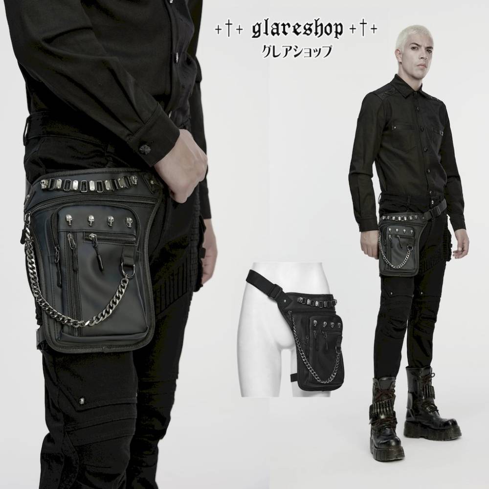 ������ڤ��glareshop ���쥢����åס�F��ZX094-man-B�������С��ѥ� ��٥å� ������ �������ȥ�å��Хå� �� ��� | �������奢��� V�� �⡼�ɷ� �����ץ� ���ơ��� ���� �� [PUNK RAVE] Cyberpunk Rivet Skull Waist-Leg Bag