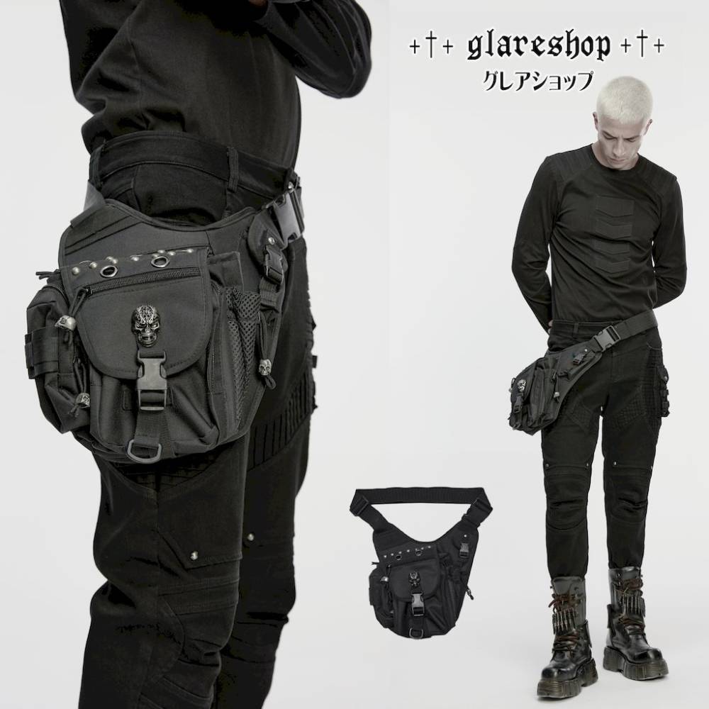 glareshop ���쥢����åס�F��ZX095-man-B�������å� ������ �ѥ� �ƥå������� ��٥å� �������ȥ�å��Хå� �� ��� | �������奢��� V�� �⡼�ɷ� �����ץ� ���ơ��� ���� �� [PUNK RAVE] Gothic Skull Punk Techwear Rivet Waist-Leg Bag