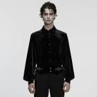 glareshop ���쥢����åס�M.S-M.5XL��TXA447-B�������å��٥�٥åȥܥ��󥢥åץ���� �� �֥�å� ��� | �������� �������奢��� V�� �����ץ� ���ơ��� ���� [PUNK RAVE] Gothic Velvet Button Up Shirt