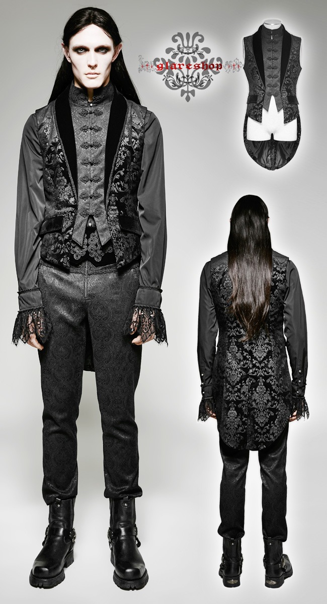 glareshop 쥢åסM.S-M.5XLKX177-Bå ٥ ߥɥ եå졼䡼 Ǻ 㥬 եͥ  ֥å  | 奢 V   [PUNK RAVE] Gothic Fake Two Pieces Swallow Tail Sleeveless Jacket Gothic vest