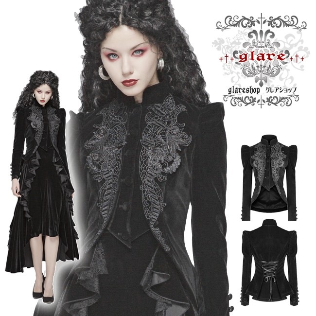 glareshop ���쥢����åס�XS-4XL��JX565-B���������� ���㥱�å� ���硼�Ⱦ� �����å� �٥�٥å� �졼�����å� �ɽ� Ĺµ �� �֥�å� ��ǥ����� | �����å��ե��å���� �������奢��� V�� �⡼�ɷ� ���ơ��� ���� �� [PUNK RAVE] Gothic Weft Velvet Short Coat