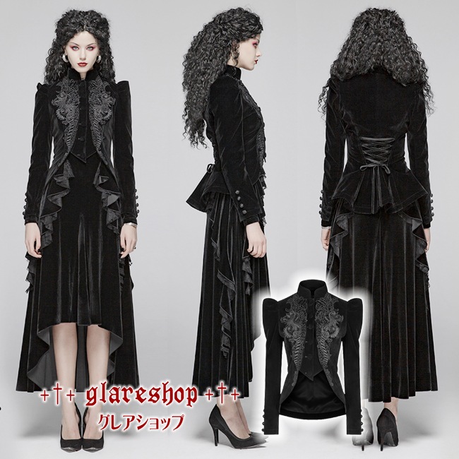 glareshop ���쥢����åס�XS-4XL��JX565-B���������� ���㥱�å� ���硼�Ⱦ� �����å� �٥�٥å� �졼�����å� �ɽ� Ĺµ �� �֥�å� ��ǥ����� | �����å��ե��å���� �������奢��� V�� �⡼�ɷ� ���ơ��� ���� �� [PUNK RAVE] Gothic Weft Velvet Short Coat