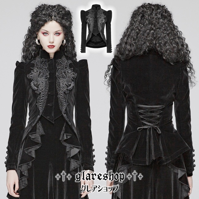 glareshop ���쥢����åס�XS-4XL��JX565-B���������� ���㥱�å� ���硼�Ⱦ� �����å� �٥�٥å� �졼�����å� �ɽ� Ĺµ �� �֥�å� ��ǥ����� | �����å��ե��å���� �������奢��� V�� �⡼�ɷ� ���ơ��� ���� �� [PUNK RAVE] Gothic Weft Velvet Short Coat