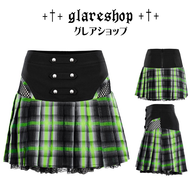 glareshop 쥢åסXS-4XLSX525-N ѥ ʥݥ쥪 åץ꡼ĥ ߥ꡼ ǥ | ѥ 奢 V ץ ơ   [PUNK RAVE] Gothic Punk Grunge Girl Plaid Pleated Mini Skirt