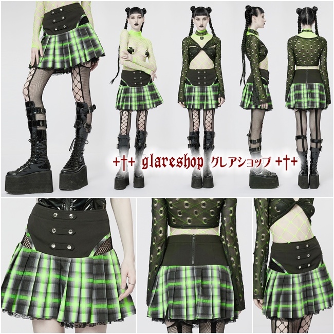 glareshop 쥢åסXS-4XLSX525-N ѥ ʥݥ쥪 åץ꡼ĥ ߥ꡼ ǥ | ѥ 奢 V ץ ơ   [PUNK RAVE] Gothic Punk Grunge Girl Plaid Pleated Mini Skirt