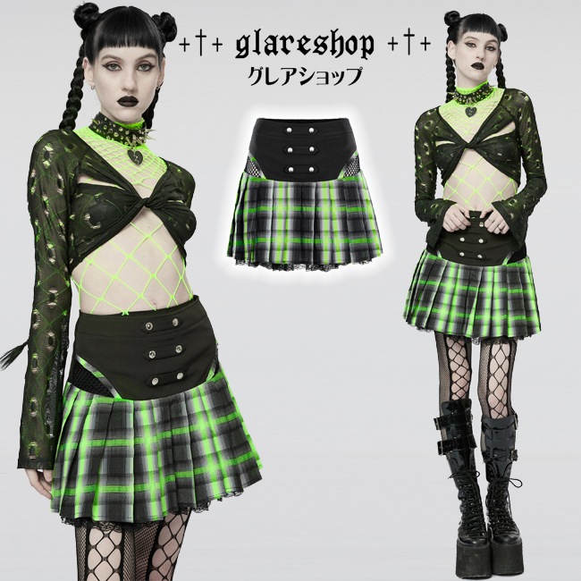 glareshop 쥢åסXS-4XLSX525-N ѥ ʥݥ쥪 åץ꡼ĥ ߥ꡼ ǥ | ѥ 奢 V ץ ơ   [PUNK RAVE] Gothic Punk Grunge Girl Plaid Pleated Mini Skirt
