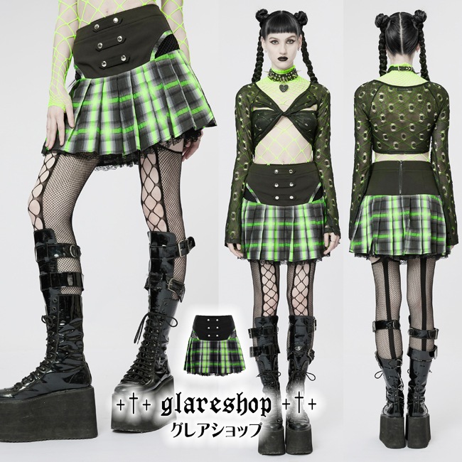 glareshop 쥢åסXS-4XLSX525-N ѥ ʥݥ쥪 åץ꡼ĥ ߥ꡼ ǥ | ѥ 奢 V ץ ơ   [PUNK RAVE] Gothic Punk Grunge Girl Plaid Pleated Mini Skirt