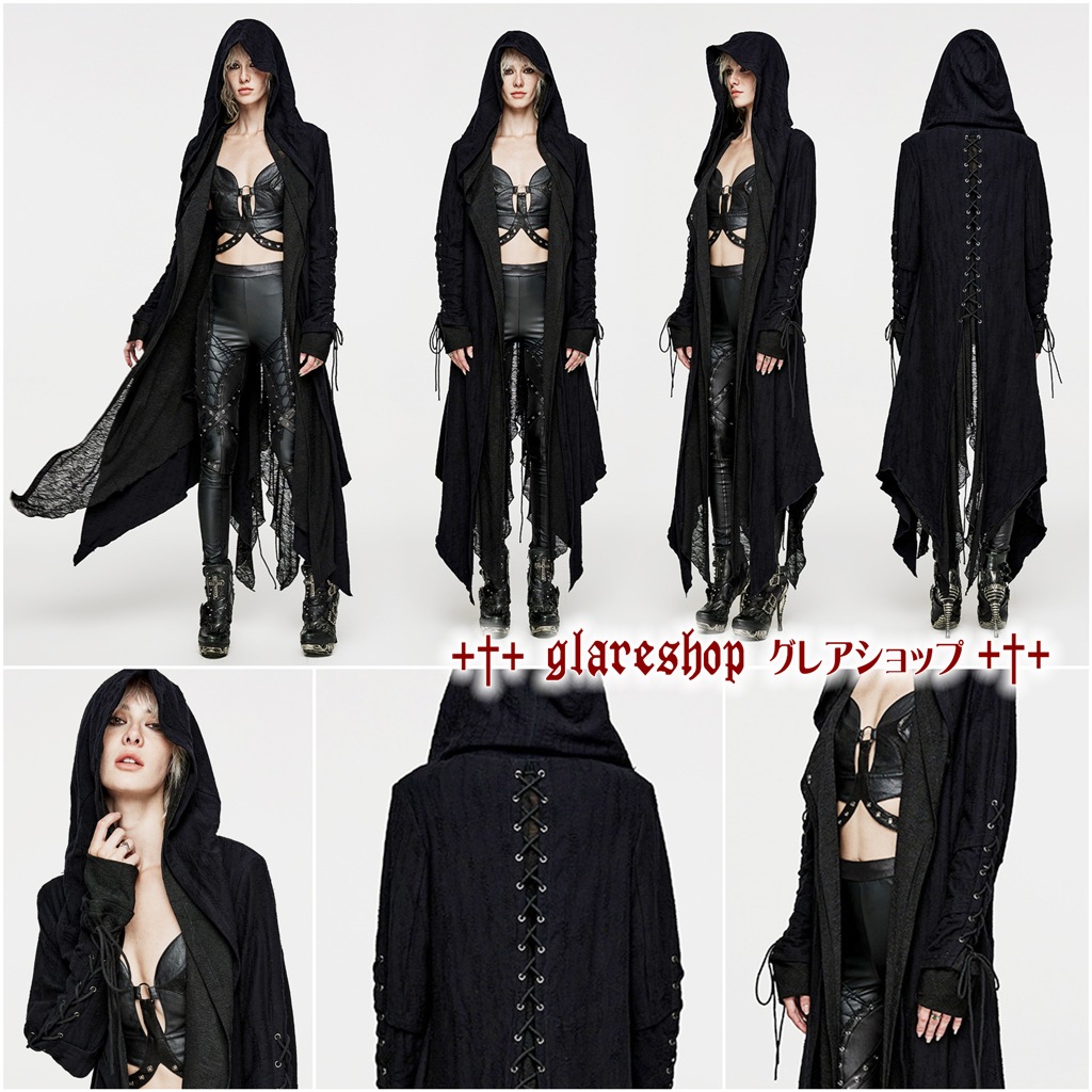 glareshop 쥢åסXS-5XLJX852-B ադ 󥰾 ᡼˥å 쥤䡼 ǥ  ֥å ǥ | ѥ 奢 V ⡼ɷ ơ   [PUNK RAVE] Goth decadent layered long coat