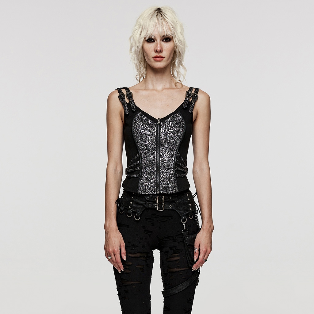 glareshop ���쥢����åס�S/L/2XL/4XL��KX311-SI���������� ���㥬���ɥ٥��� ���硼�Ⱦ� �����å� ��������ѥ� ���륻�åȥ٥��� ��߹� ����С��ߥ֥�å� ��ǥ����� | ����� �������奢��� V�� ���ơ��� ���� �� [PUNK RAVE] SteamPunk Jacquard Vest