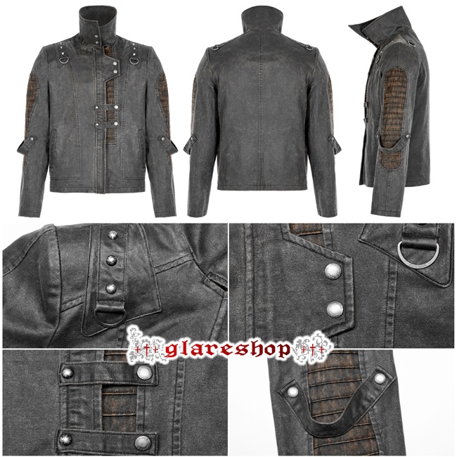 glareshop 쥢åסM.S-M.5XLJX823-GYѥ 㥱å 硼Ⱦ Ǻ 쥶 Ĺµ 졼ߥ֥饦  | 奢 V ץ ơ   [PUNK RAVE] Post-apocalyptic style short jacket