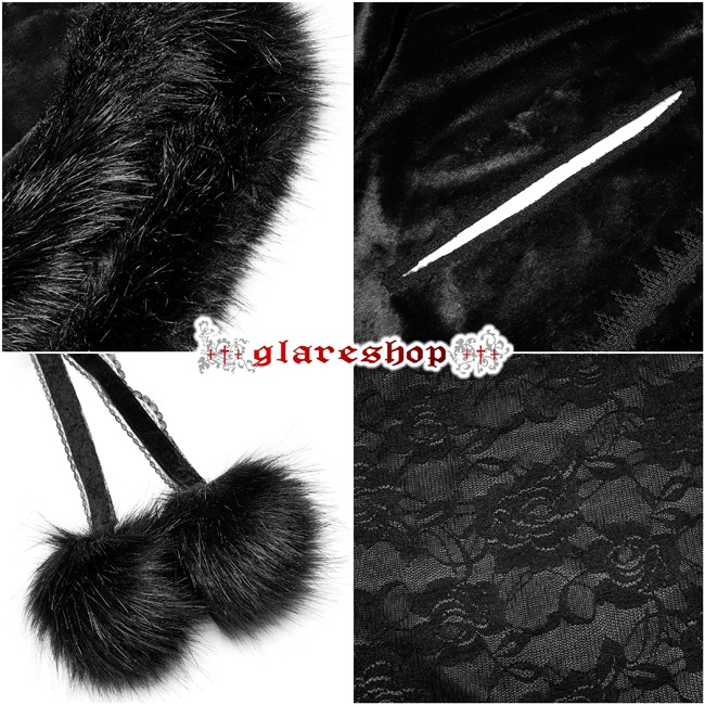 glareshop 쥢åסFJX809-B  󥰾 쥬 ե Ӷ̥ȥå աեޥ  ֥å ǥ |  奢 V ⡼ɷ ץ ơ   [PUNK RAVE] Goth faux rabbit fur long cloak