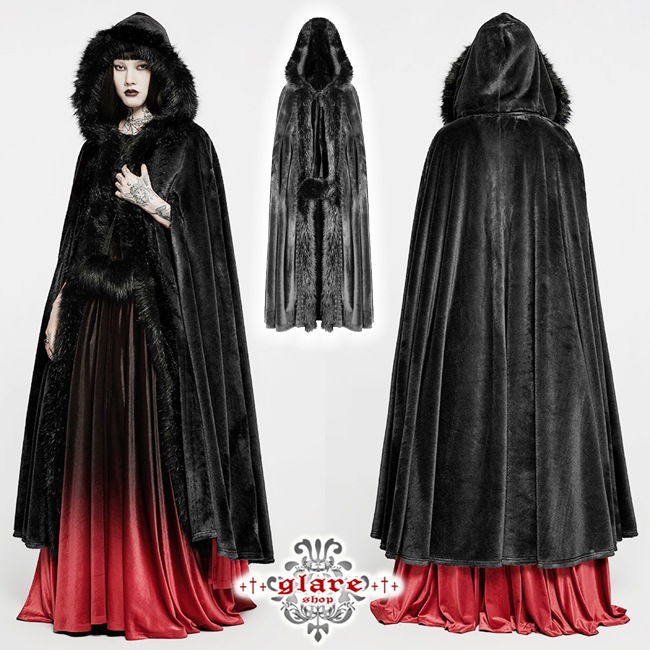 glareshop 쥢åסFJX809-B  󥰾 쥬 ե Ӷ̥ȥå աեޥ  ֥å ǥ |  奢 V ⡼ɷ ץ ơ   [PUNK RAVE] Goth faux rabbit fur long cloak