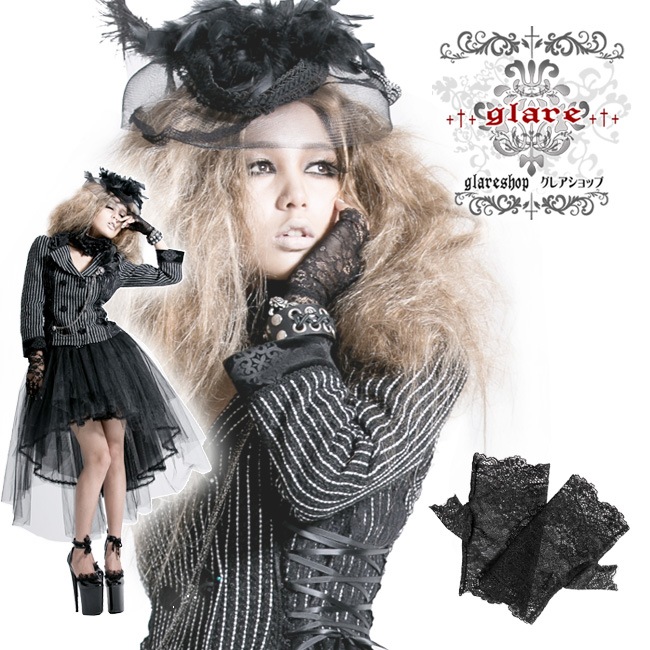 glareshop 쥢åסFZt033-B å 쥬  졼  ؤʤ  ǥ |  å 奢 V ⡼ɷ ץ ơ   [PUNK RAVE] Lolita Gothic Lace Half Gloves