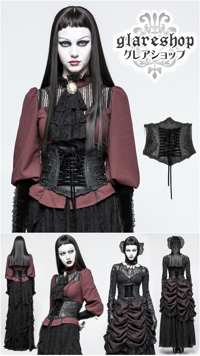 glareshop 쥢åסS/L/2XL/4XLKX300-B å 쥬 ɽ 졼å PU 륻åȥ٥  ǥ |  奢 V ⡼ɷ ץ ơ   [PUNK RAVE] Gothic Lolita Girdle