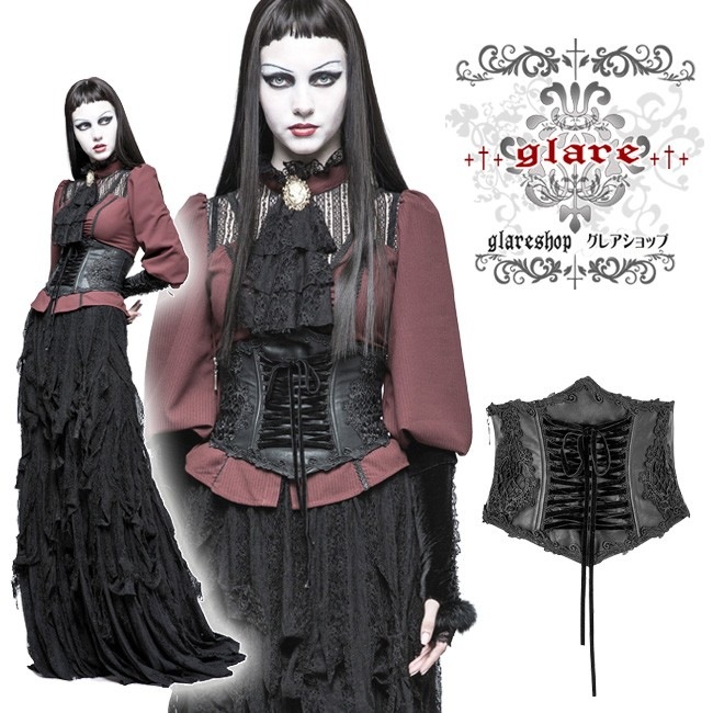 glareshop 쥢åסS/L/2XL/4XLKX300-B å 쥬 ɽ 졼å PU 륻åȥ٥  ǥ |  奢 V ⡼ɷ ץ ơ   [PUNK RAVE] Gothic Lolita Girdle